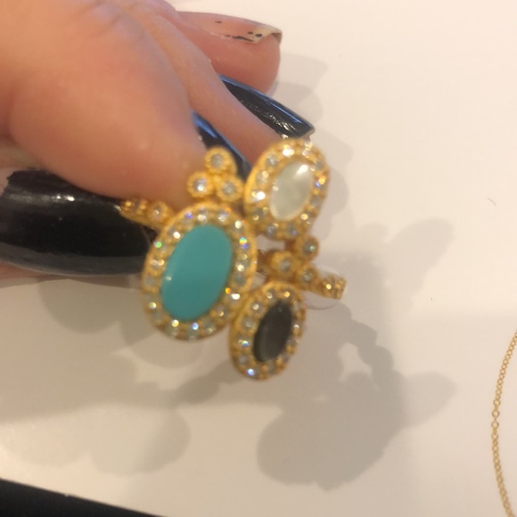 Freida Rothman Turquoise,Labradorite & Mother-of-Pearl Cubic Zirconia Ring-sz 8 - Picture 6 of 7